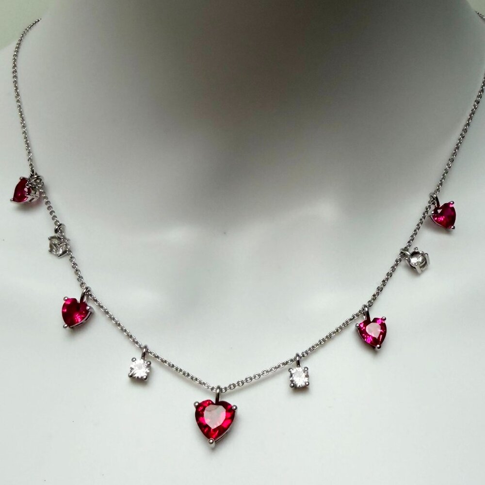 Beautiful Created Ruby & Created White Sapphire H… - image 1